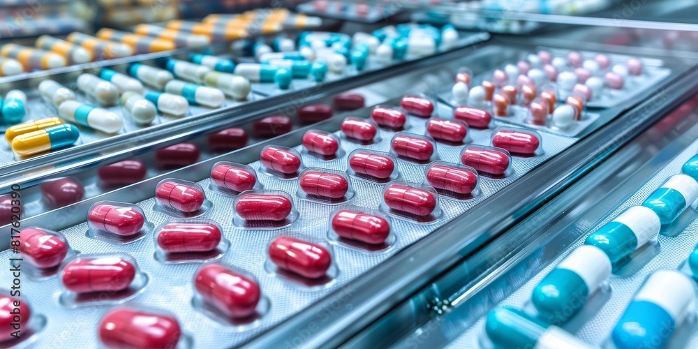 Various Pills Displayed in a Pharmacy Various Pills Displayed in a Pharmacy