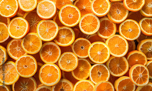 Close-up of halved fresh oranges