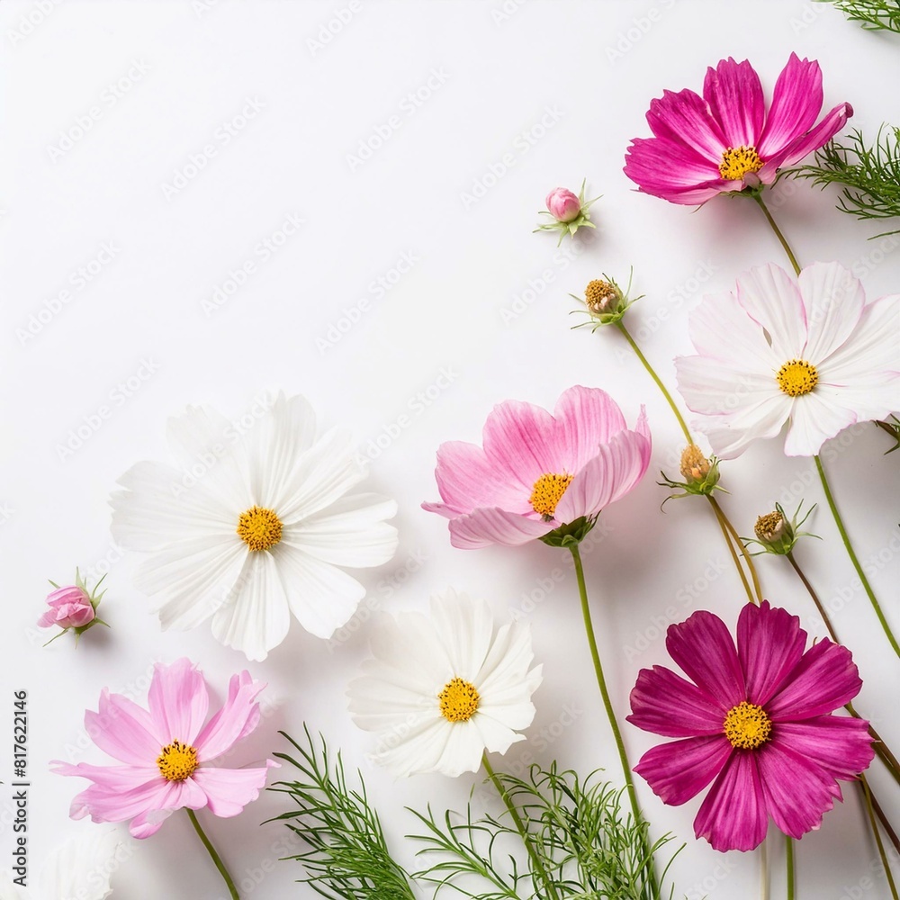 pink daisies on a white background