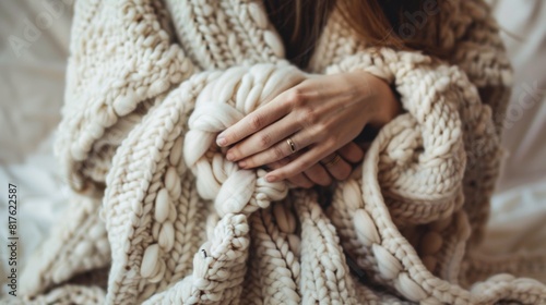 Cozy Knitted Blanket with Warm Hand Embrace