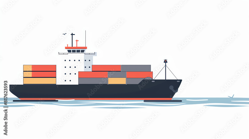Supply chain optimization flat design side view transportation water color black and white Supply chain optimization flat design side view transportation water color black and white