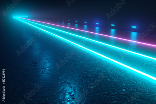 Car lights in blue and purple colors