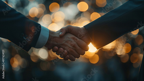 Businessmen making handshake with partner greeting