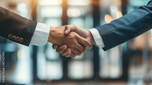 Businessmen making handshake with partner greeting