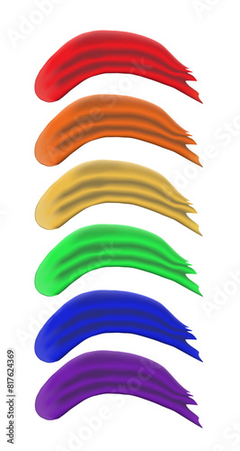 set of vector oil paint strokes, rainbow brush strokes