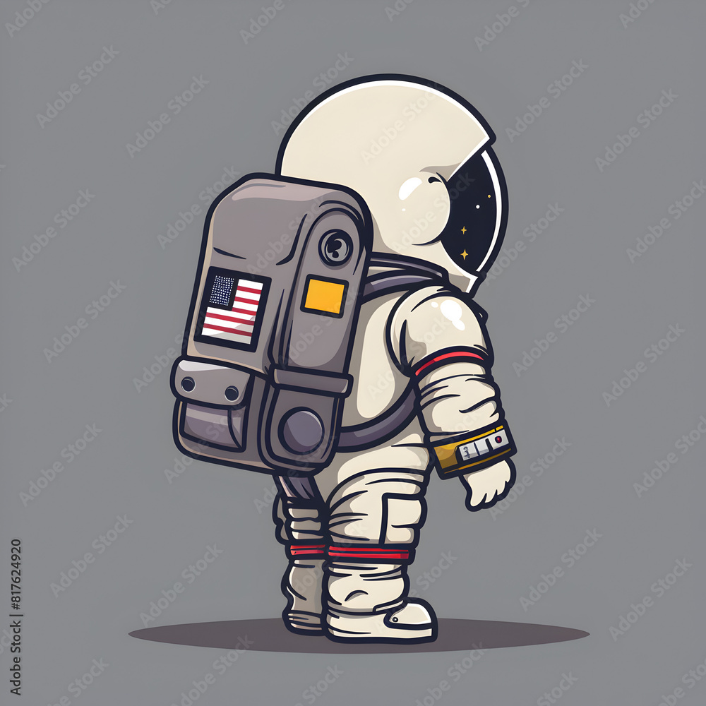 cartoon astronaut back backpack vector Ai generative 