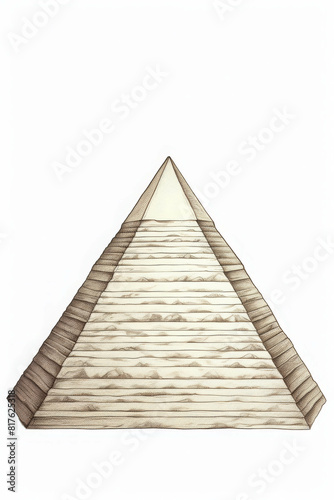 The image is a 3D rendering of a four-sided pyramid. The pyramid is made of light brown wood. The image is isolated on a white background.
