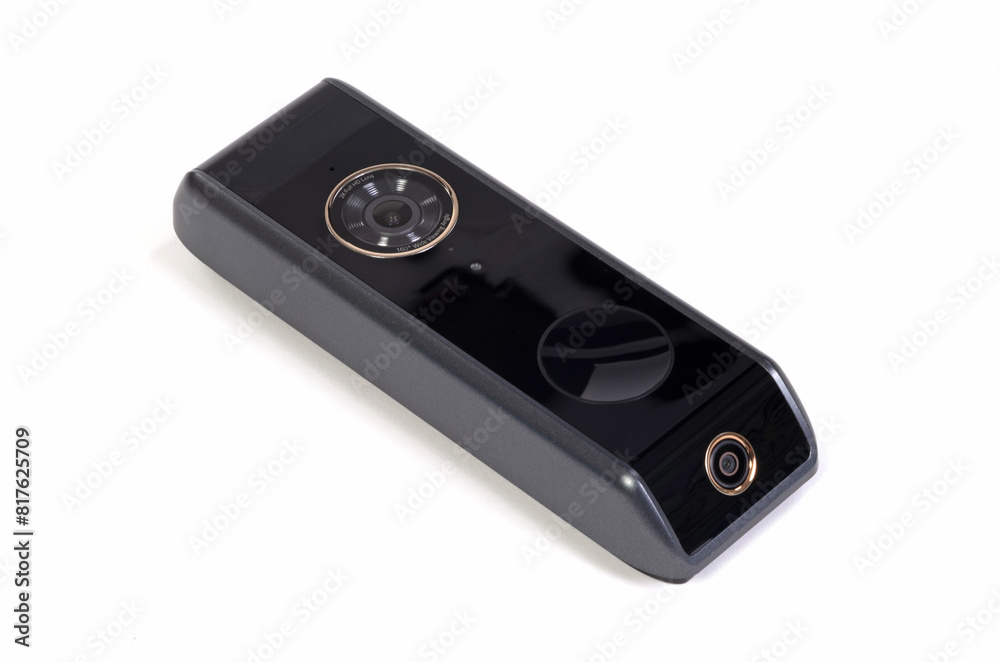 Fototapeta premium Modern wireless camera doorbel, on white background