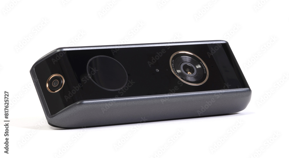 Fototapeta premium Modern wireless camera doorbel, on white background