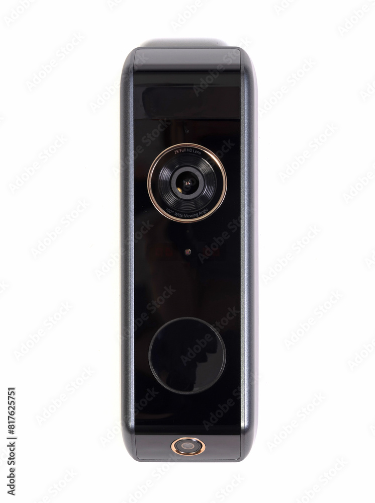 Fototapeta premium Modern wireless camera doorbel, on white background