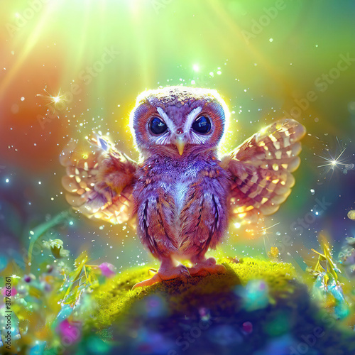 3D furry forest animal with beautiful colors and white background. with Generative AI technology	
