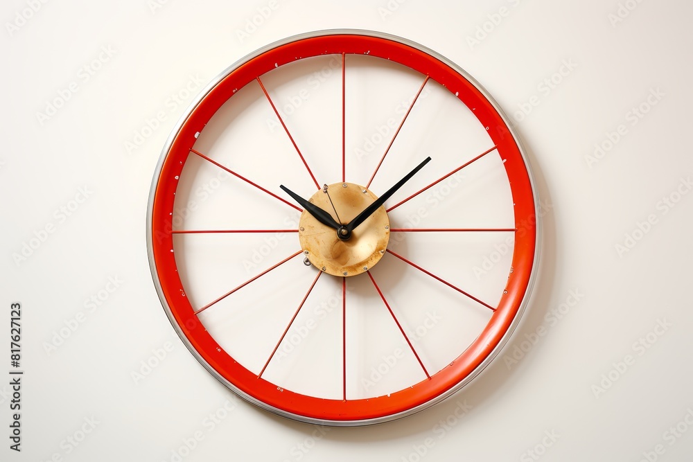 Photo showcasing a repurposed bicycle wheel transformed into a stylish wall clock, blending vintage charm with modern functionality in home decor Photo showcasing a repurposed bicycle wheel transformed into a stylish wall clock, blending vintage charm with modern functionality in home decor