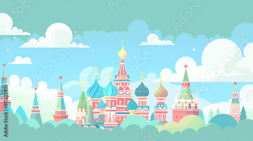 Wallpaper Mural Russia Background in Cartoon Style Torontodigital.ca