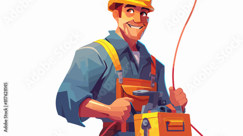 Professional male electrician with toolbox and electr photo