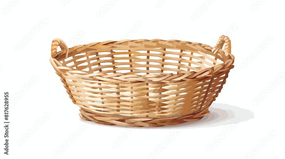 Rattan basket trendy home storage wickerwork. Empty white