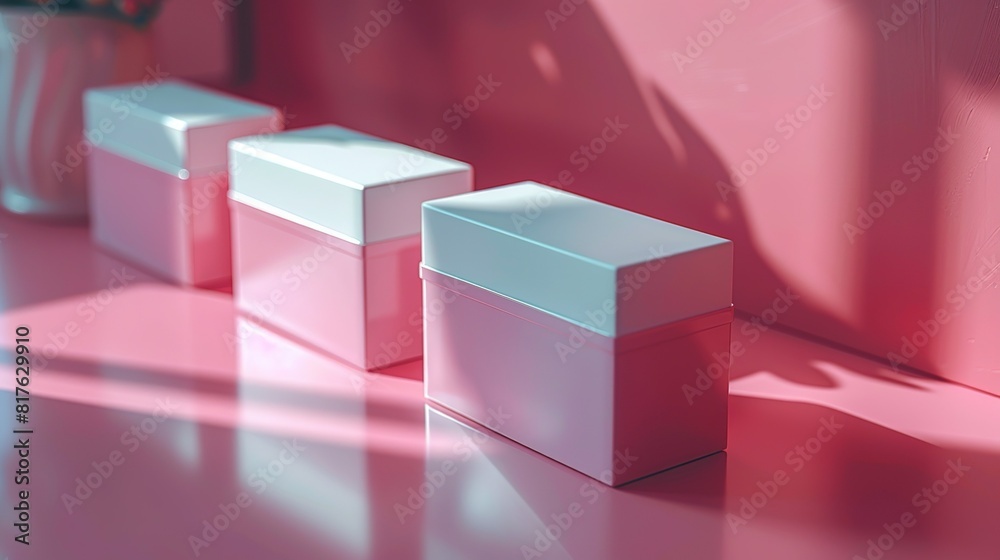 Package Mock-UP, Box Packaging Mock-Up, A versatile mock-up for showcasing product packaging, commonly used for items like cosmetics, electronics, and food products. surrealistic Illustration image,