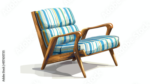 Retro armchair flat vector illustration. Vintage wood