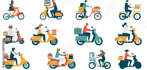 a group of people riding scooters and mopeds