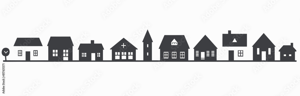 a black and white picture of a row of houses a black and white picture of a row of houses