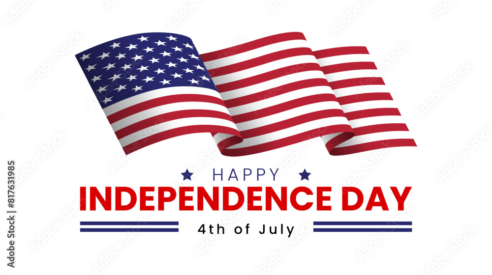 4th of July USA independence day background with waving american flag. Vector illustration 4th of July USA independence day background with waving american flag. Vector illustration