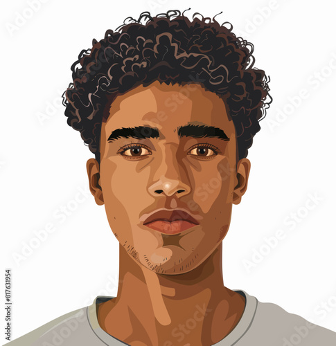 a portrait of a man with curly hair