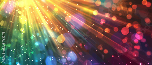 a brightly colored background with a burst of light