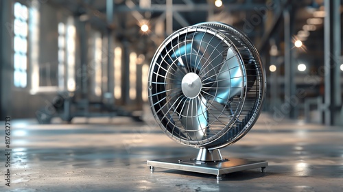 3D render of a compact industrial fan with adjustable tilt photo
