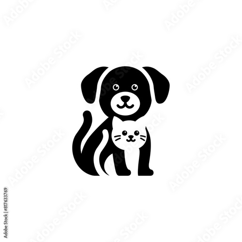 negative space of cat and dog pets logo © Angga