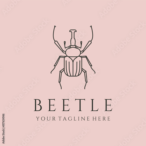 lucanus beetle line art logo vector symbol illustration design