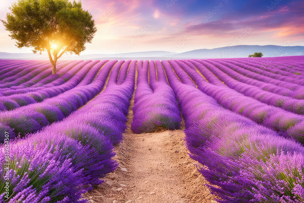 Fototapeta premium Beautiful image of lavender field