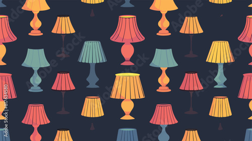 Seamless pattern floor and table lamps. Interior illustration