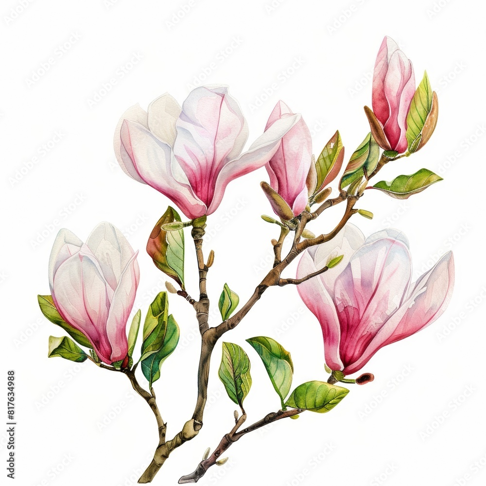 Fototapeta premium Watercolor Magnolia Clipart