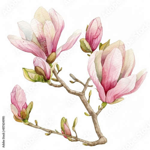Watercolor Magnolia Clipart