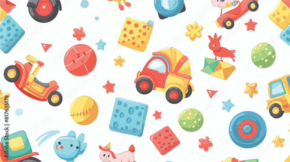 Seamless pattern with colorful childrens toys  strol