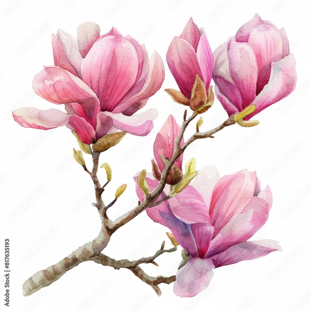 Fototapeta premium Watercolor Magnolia Clipart