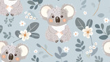 Seamless pattern with cute koala bears. Kids repeatin
