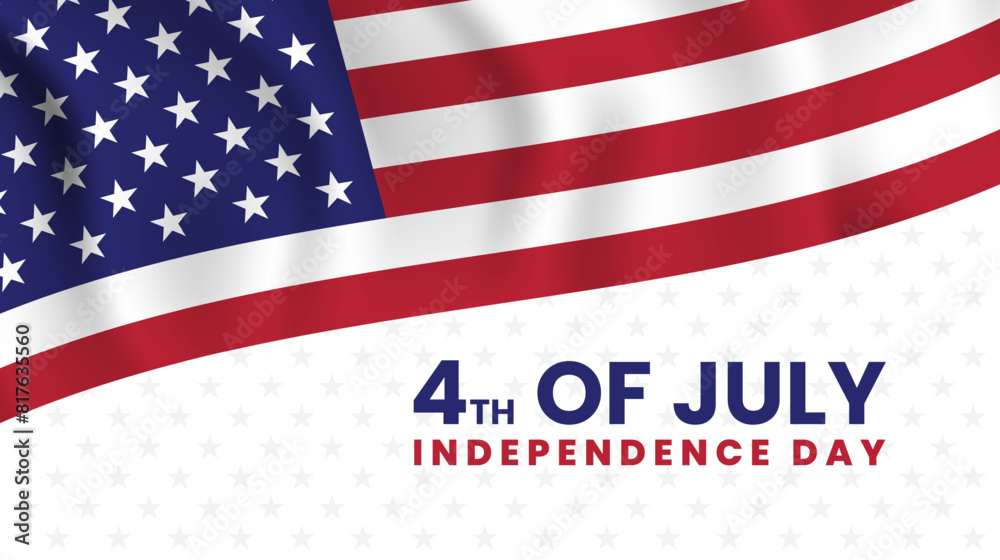 Independence Day on white background. 4th of july lettering banner with american flag. Holiday celebration design. Vector illustration Independence Day on white background. 4th of july lettering banner with american flag. Holiday celebration design. Vector illustration