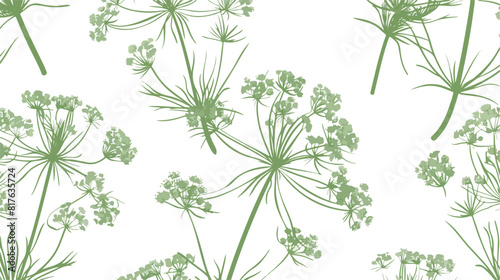 Seamless pattern with dill flowers or inflorescences