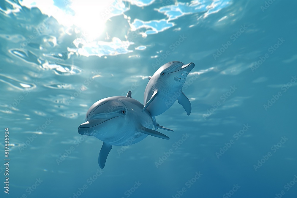 Fototapeta premium Dolphins underwater