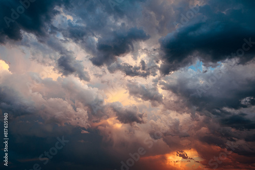 Bright sunset sky with clouds
