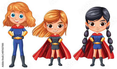 Three kids dressed as superheroes