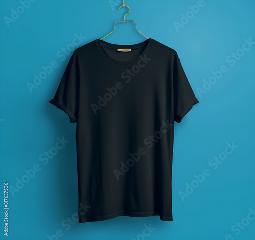 black t shirt hanging on the wall