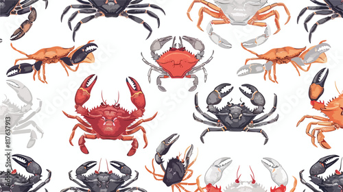 Seamless pattern with various types of crabs on white © Bill