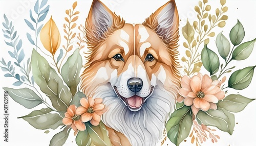 Wallpaper Mural dog watercolor illustration Torontodigital.ca