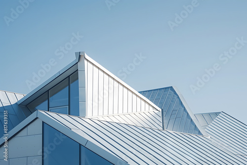 Modern architectural detail against blue sky