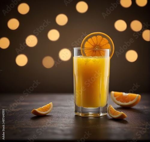 glass of orange juice on the table photo