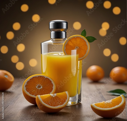 glass of orange juice on the table photo