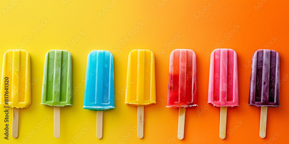 tasty popsicles over colorful background tasty popsicles over colorful background