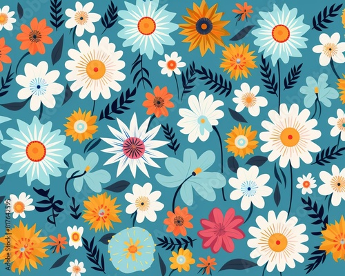 Alpine flowers flat design top view mountain flora theme animation complementary color scheme
