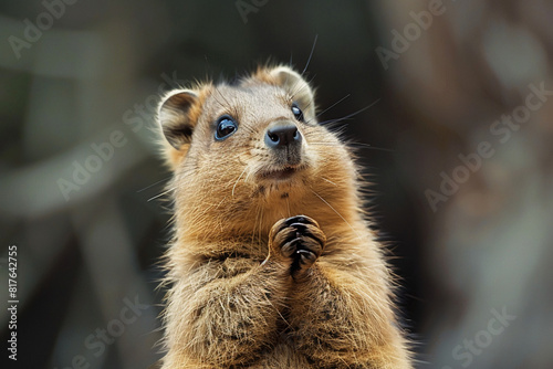 A quokka wearing a comically puzzled expression, scratching its head with a tiny paw as if contemplating a profound mystery photo